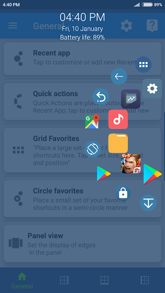 Side Circle Bar Screen Swiftly Switch app TN Shorts