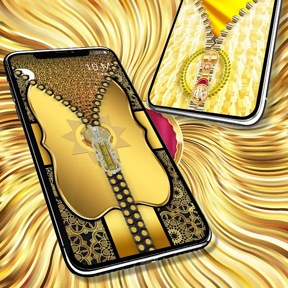 Android Android Gold lock screen Zip Open TN Shorts