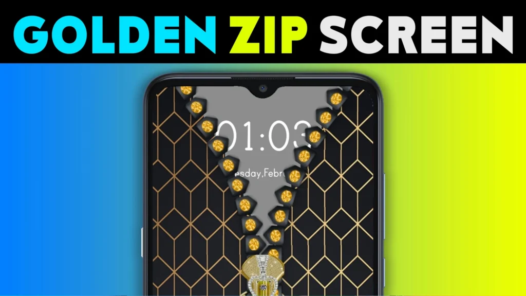 Gold Lock Screen Zip Lock Android and iOS