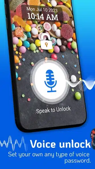 Protect your device with Voice Screen Lock 2023 - lock and unlock using voice commands, PIN, pattern, and security questions for enhanced privacy.