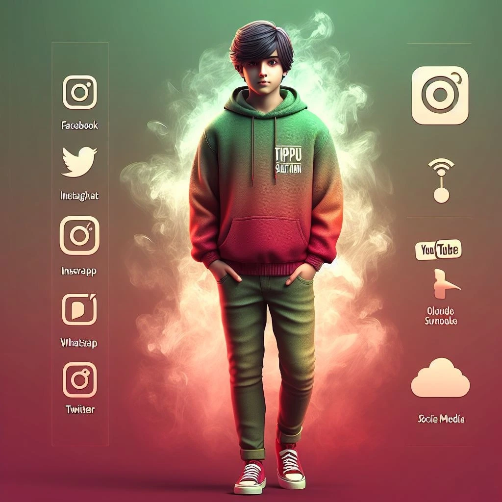 AI Red & Green Hoodie Color Viral Boy Images
