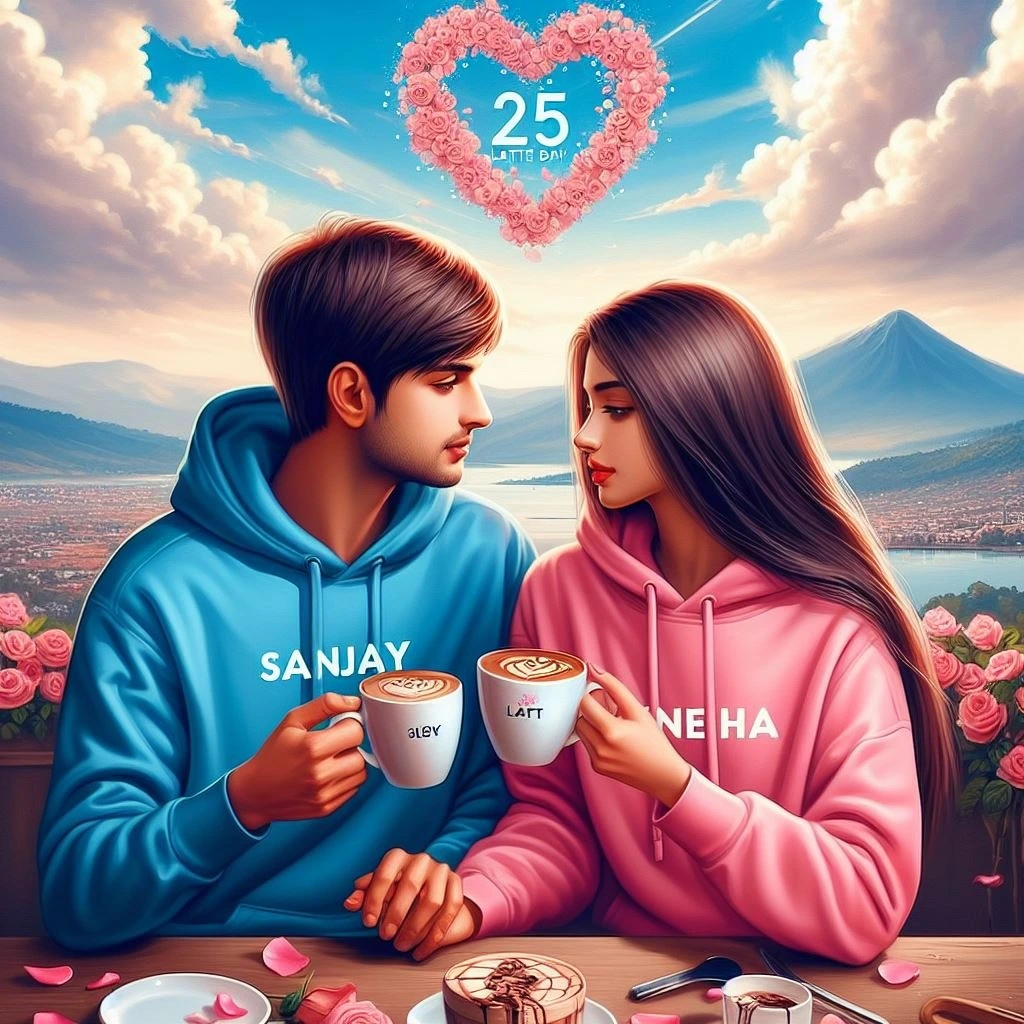 2024 Latte Day AI Couple Name Images Editing Free Prompt