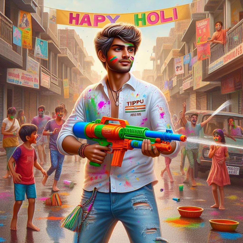Trending 3D Holi Images 2024 with Cool Boy