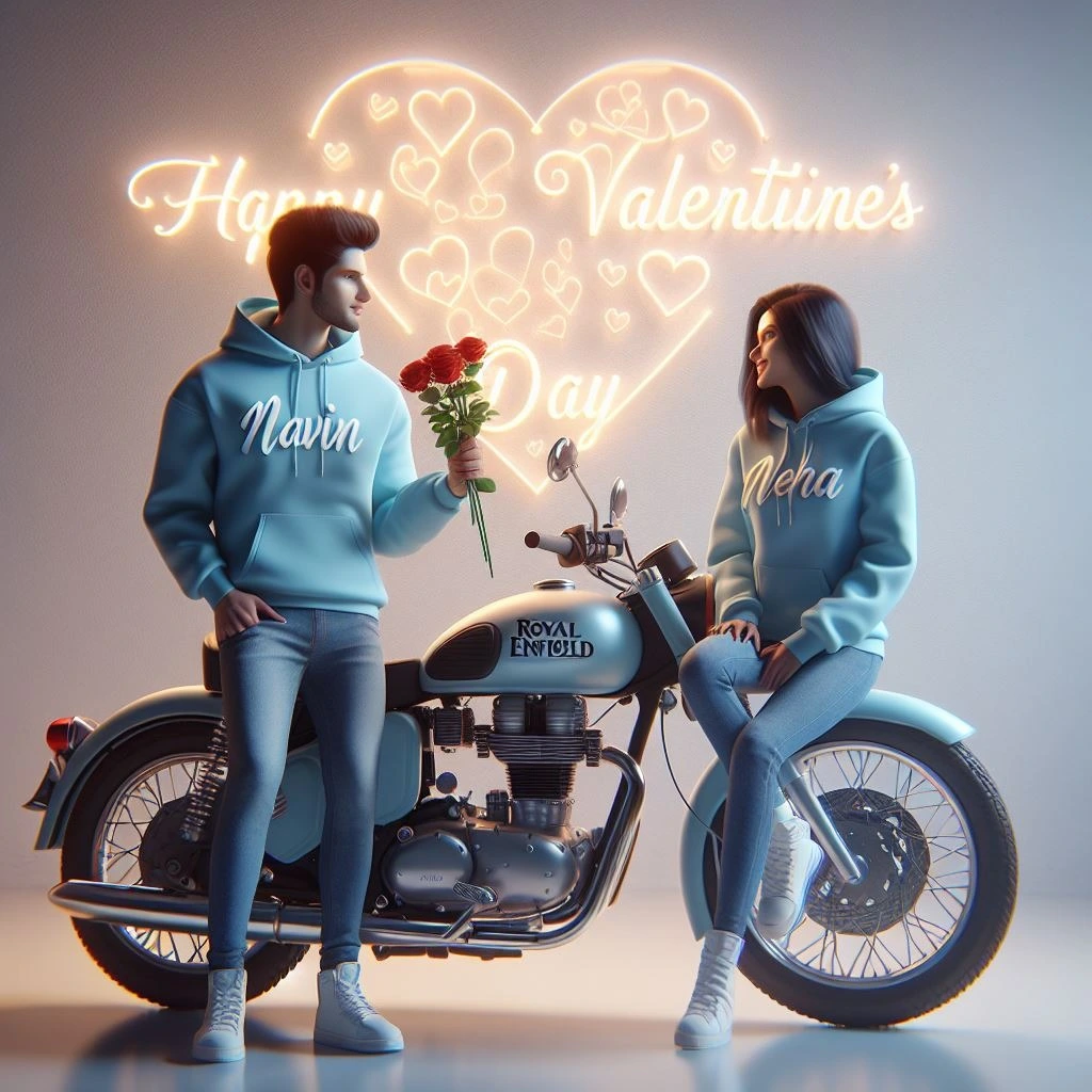AI-Crafted 3D Valentine's Couples on Bullet Bikes! Free Prompt Included.