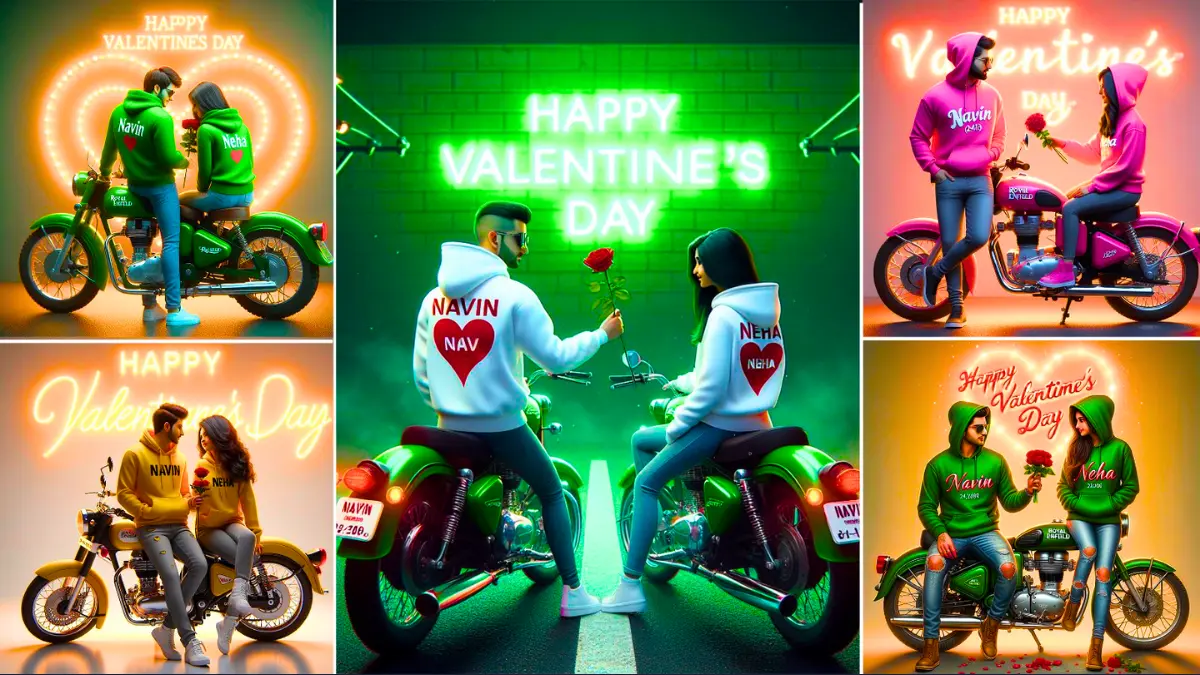 Create AI 3D Valentine's Day Couples Images in Bullet Bike