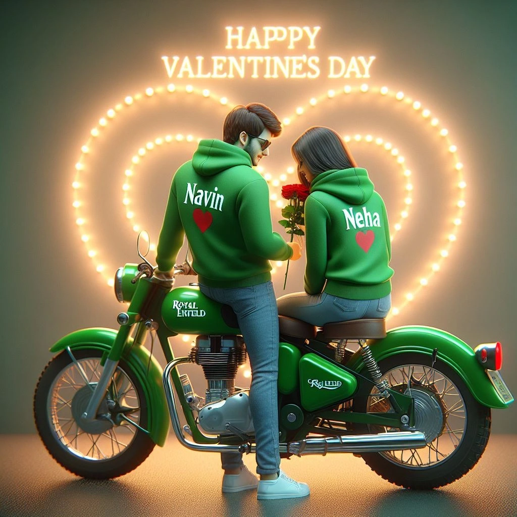 AI-Crafted 3D Valentine's Couples on Bullet Bikes - Free with Your Prompt!