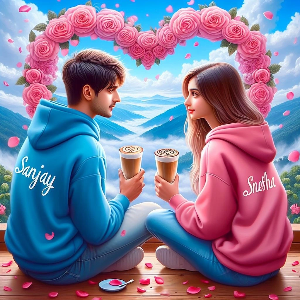 Latte Day 2024 AI Couple Name Images Editing Free Prompt
