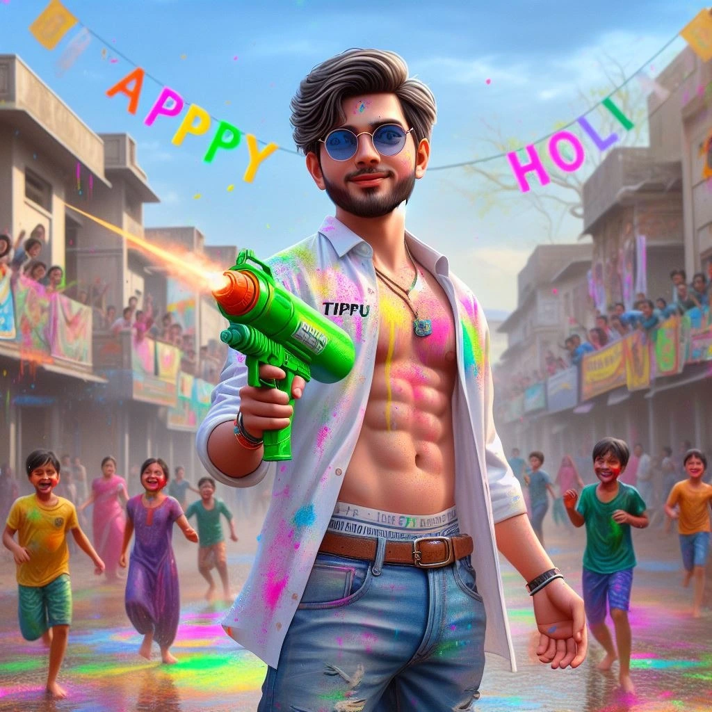 Trending 3D Holi Images 2024 with Cool Boy