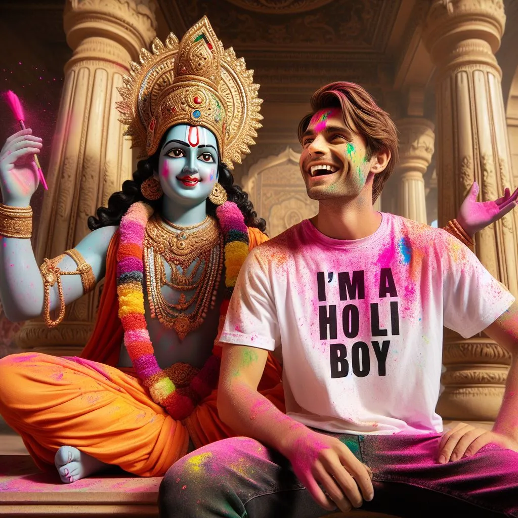Picture of Holi sitting with Krishna 2024