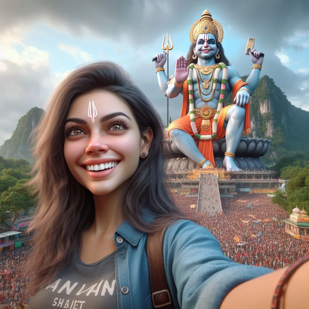 Girls Hanuman Jayanti AI selfie Photos