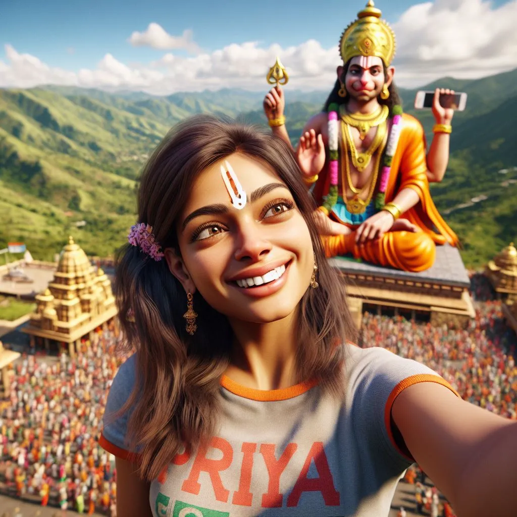 Girls Hanuman Jayanti AI selfie Photos