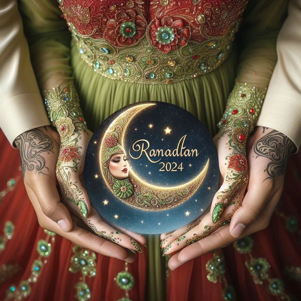 beautiful woman's and man's hands ramadan wishes image 2024