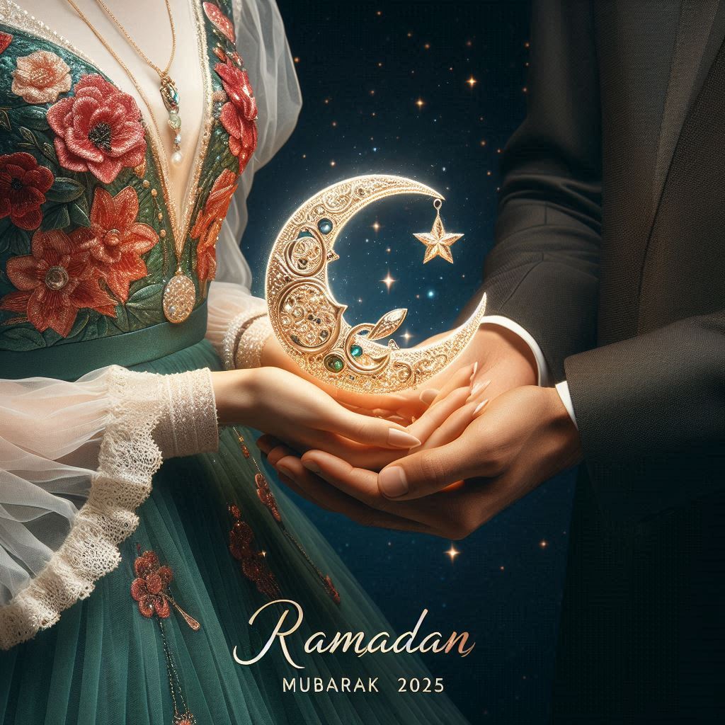 beautiful woman's and man's hands ramadan wishes image (Bing Ai)