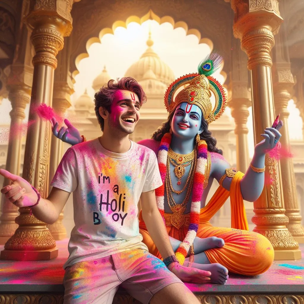 Picture of Holi sitting with Krishna 2024
