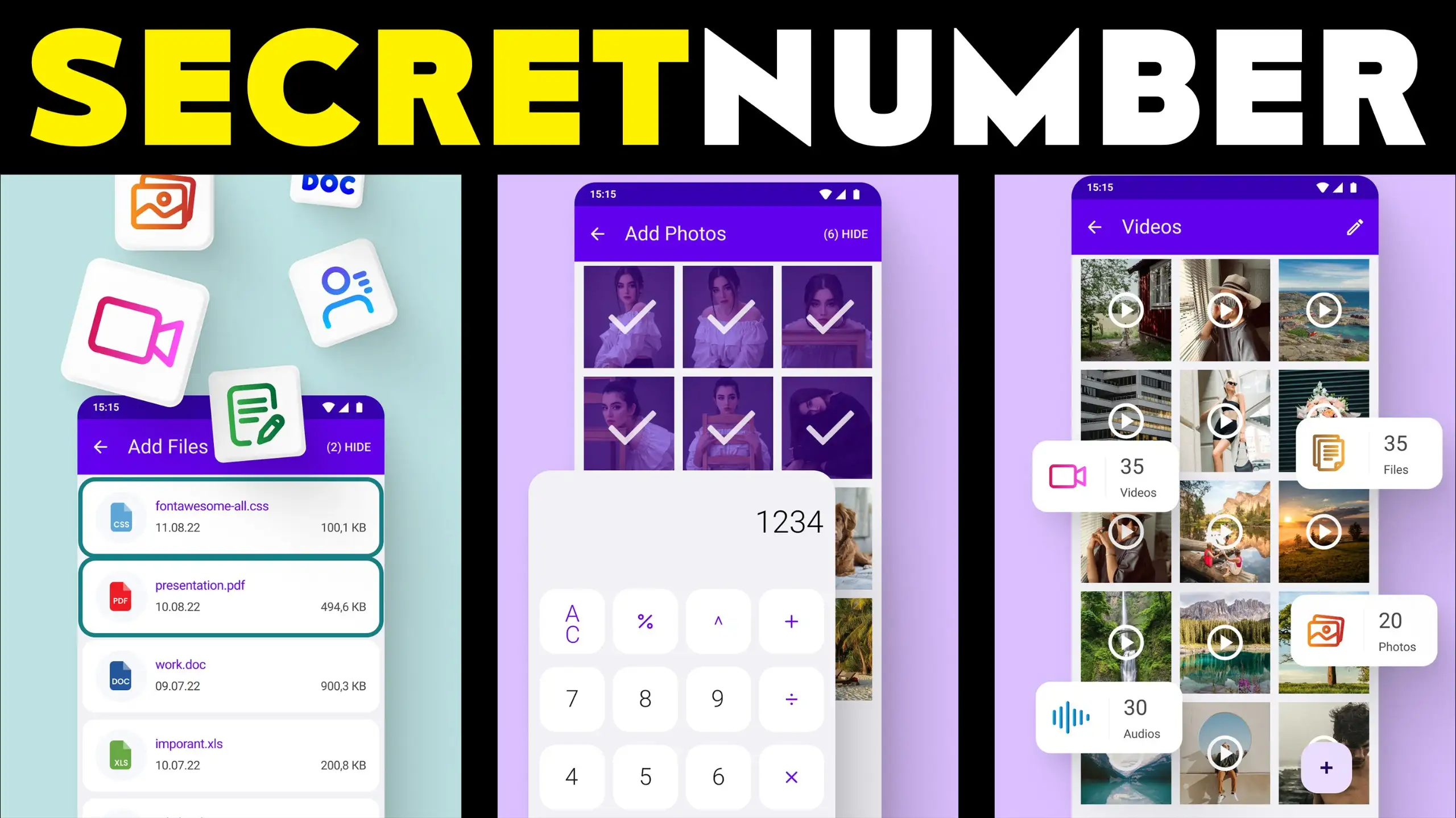 Secure Files with Calculator Vault & Secret Number Lock (Android iOS)