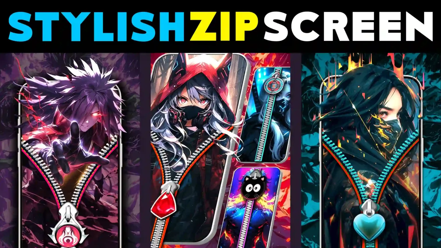 Stylish Zipper Lock Screen 4K Wallpaper – A Fun & Stylish Way to Secure Your Phone!